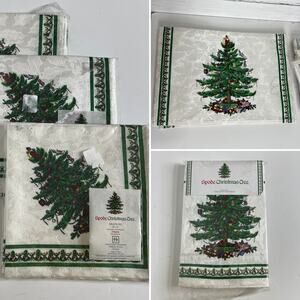 Spode Christmas Tree Tablecloth Placemats Napkins Set Holiday Table Linens Decor